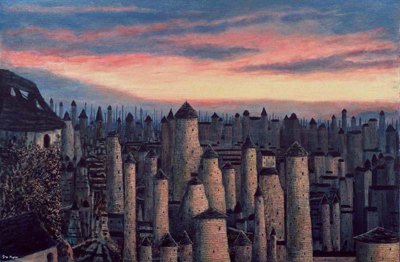 Sunset over Gormenghast